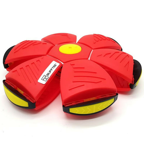 Flat Ball Frisbee UFO Flying Disc & Throwing Ball - Red/Spaceship Crimson