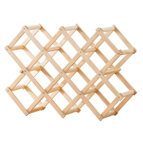 Foldable Wooden Wine Rack Wine Holder-10 bottles - Wood color