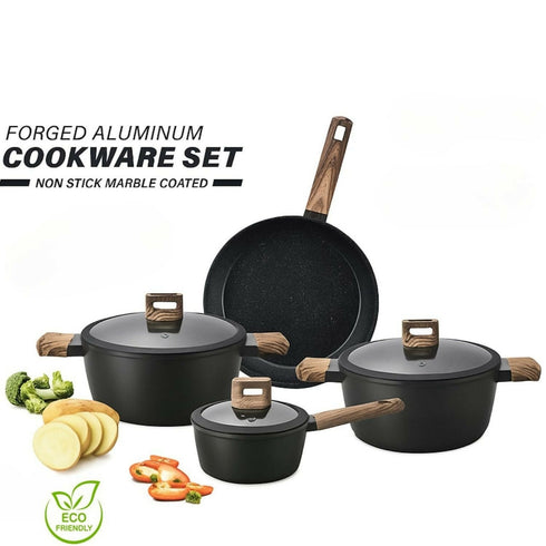 7Piece Nonstick Marble Coated Forged Aluminum Cookware Set