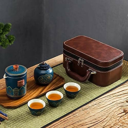Portable Travel Tea Set with Suitcase