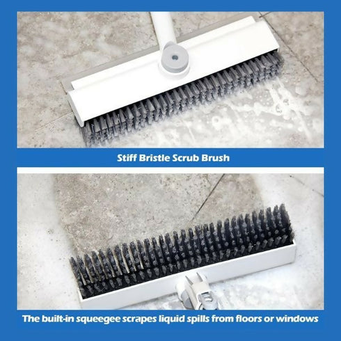 3-in-1 L-Shaped Floor Scrub Brush with Adjustable Handle- 360 Rotating Head