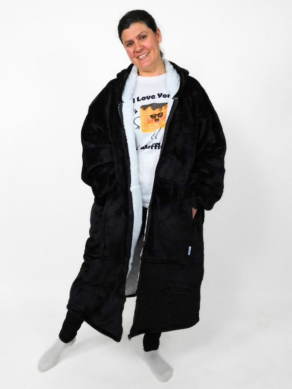 Black Extra long Full Zip hoodie