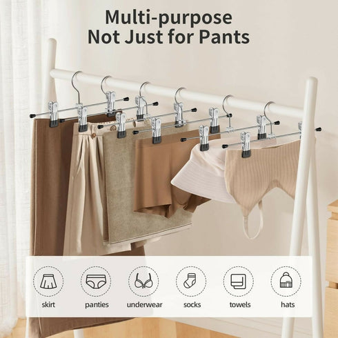 10 Pack Pants Hangers Skirts Hangers With Metal Clip & 360 Swivel Hooks