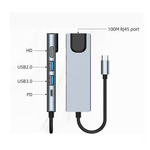 5-in-1 Aluminum Alloy Fast Charging Type-C Converter