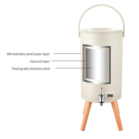 Stainless Steel Drinking Dispenser Bulk Coffee Milk Tea Carafe Bucket 5L Thermos Storage Bucket With Temperature Display