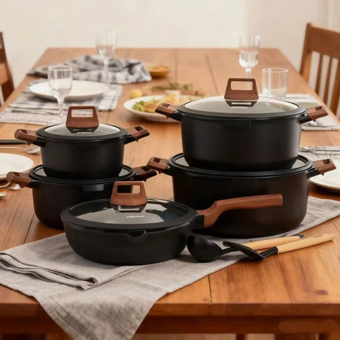 15-Piece Non-Stick Vertical Lines Soup Pot Set