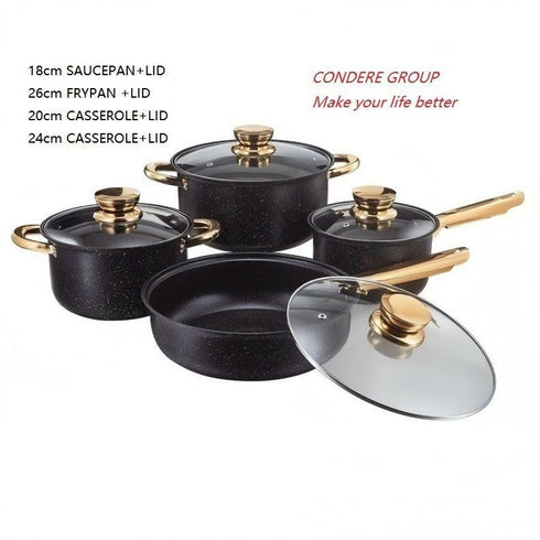 8-Piece Stainless Steel Nonstick Lightweight Cookware Set with Glass Lids