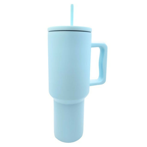 1.18L Tumbler With Handle & Straw Lid, Stainless Steel Travel Mug Blue