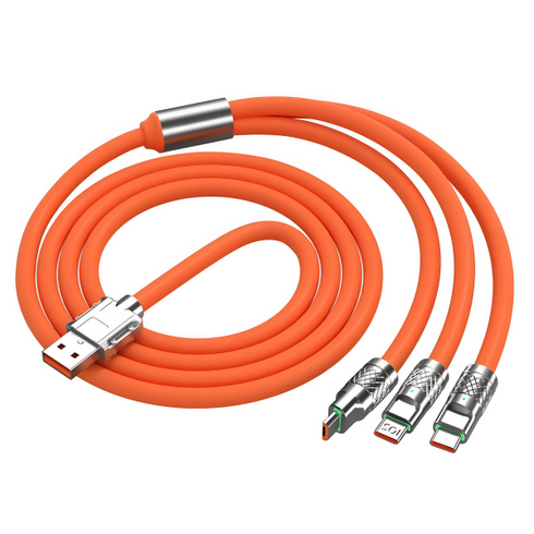 3 in 1 Orange Fast Charger Cable