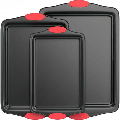 3-Piece Non-Stick Baking Sheet Set with Handles 3 Sizes