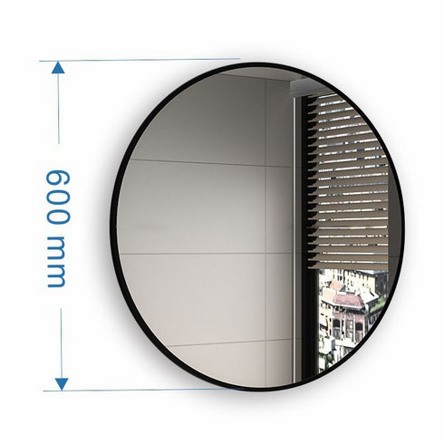 Modern Round Wall Mirror Frame - 60cm Black