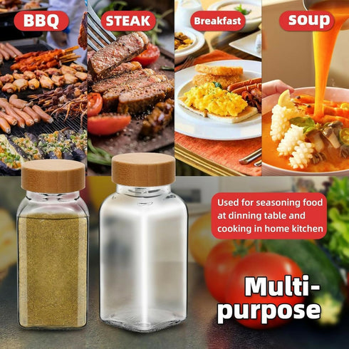 12 Pieces 4OZ Spice Jar Containers with Labels Funnel, Wooden Lid