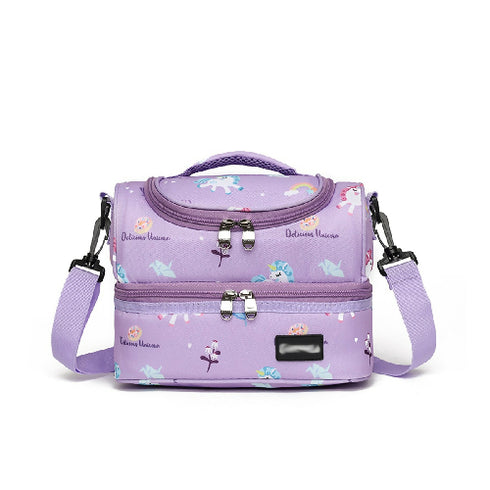 Cartoon Lunch Bag for Kids & Teenagers-Purple Unicorn