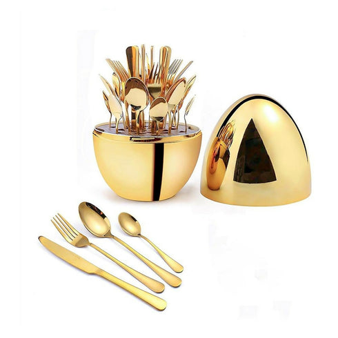 Gold Egg Shaped Cutlery Set