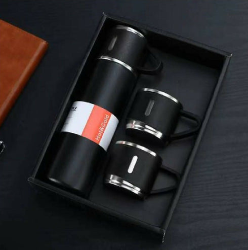 Thermal Insulated Travel Flask Set-Black