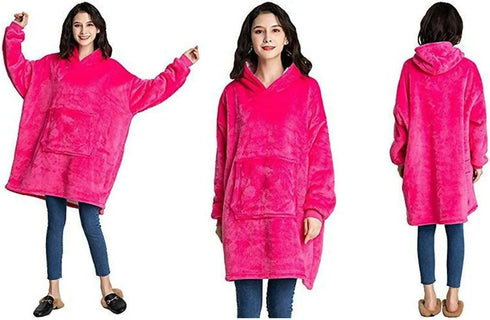 Hoodie Ultra Plush Blanket, One Size fits all for kids - dark pink