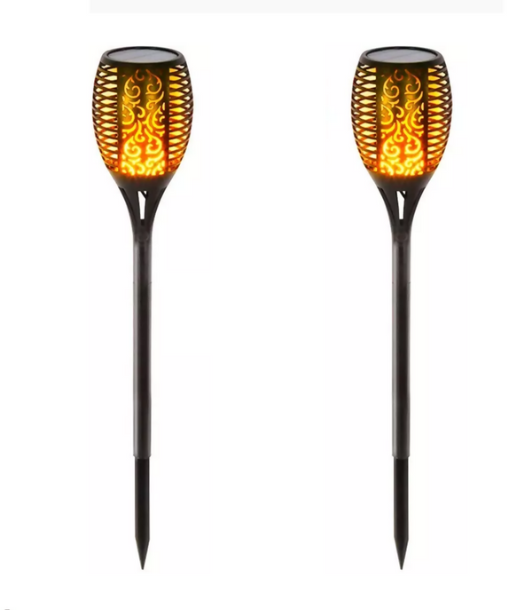 2 Pack - Solar Outdoor Garden Torch Flame Light