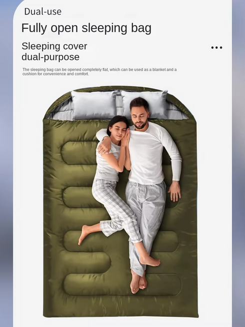 Outdoor Cotton Flannel Double Sleeping Bag for Camping Backpacking Hiking Cold Weather Polyester Fabric