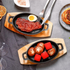 24cm - Cast Iron Skillet with Wooden Base Mini Cast Iron Plates
