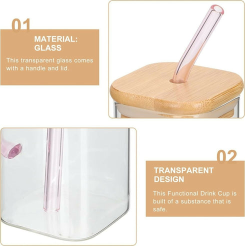 Coffee Glass With Straw And Handle - 1 Pack