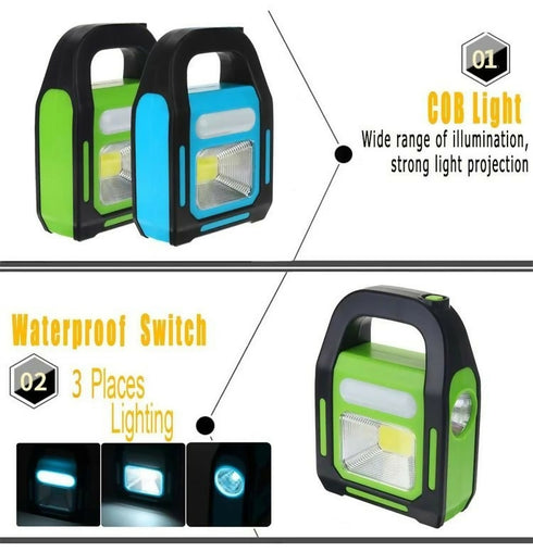 COB working emergency light mobile lantern solar powered - Green