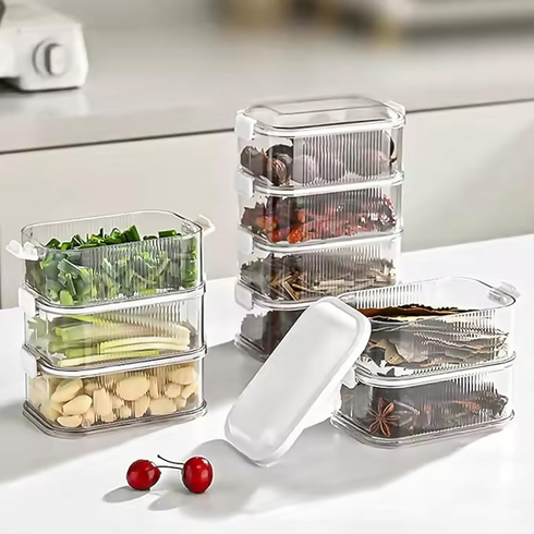 4-Piece Airtight Food Storage Containers | Stackable Fridge Organizer Boxes with Lids