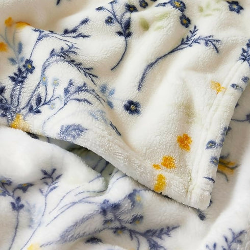 Yellow Floral 150x200cm Cozy Plush Blanket