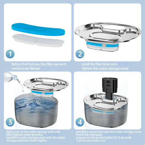 Pet Water Fountain Filter Replacement - Set of 4