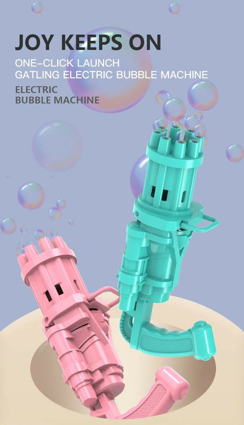 Electric Mini Gatling Bubble Gun Toy Bubble Machine Gun with Bubble Water