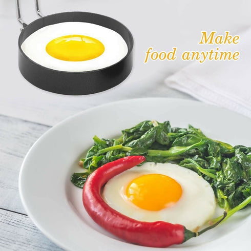 Non-Stick Stainless Steel Frying Egg Ring Pastry Mould with Brush- 4 Piece