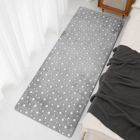 Glistening Glow In The Dark Washable Rug Cushy Bedside Mat - stars