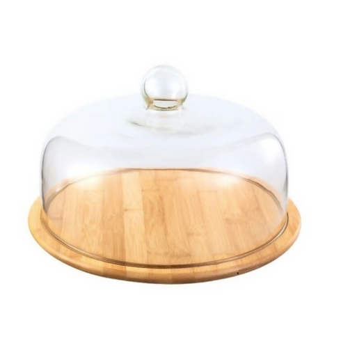 Elegant Cake Dome Food Cover with Wooden Base