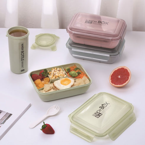 Tiffin Kids Plastic Lunch Box with Water Bottle Set