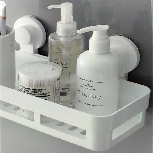 Rectangular shelf with suction cups