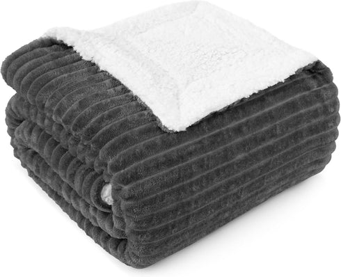 Striped Pattern Sherpa Fleece Throw