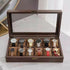 Leather Watch Box with 12 Glass Top Slots