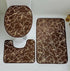 Gold pattern Marble 3 Piece Bathroom Mat set