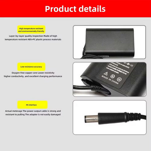 Laptop Charger Compatible with Del (7.4 x 5.0mm) - 90W 19.5V 4.62A