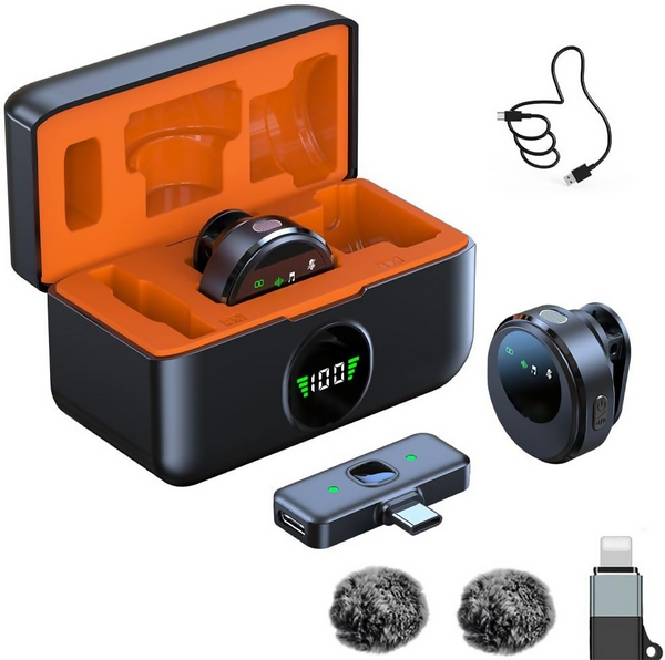 Wireless Lavalier Microphone for iPhone/Android, USB C Mini Lapel Microphone, 30m Range, Hi-Fi Audio, Noise Cancellation, Lapel Mics with Lightning for Video Recording Interview Vlog