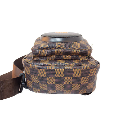 Leather Shoulder Bag Fanny Pack Crossbody Chest Bag RGB LED Audio Function Camping Traveling BT Speaker.