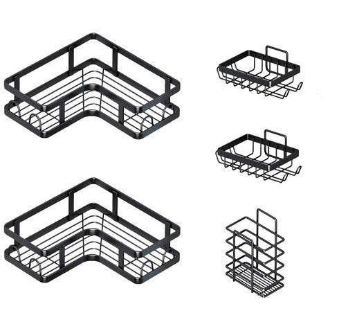 5 Piece Set Metal Triangle Corner Storage Rack For Bathroom Shower