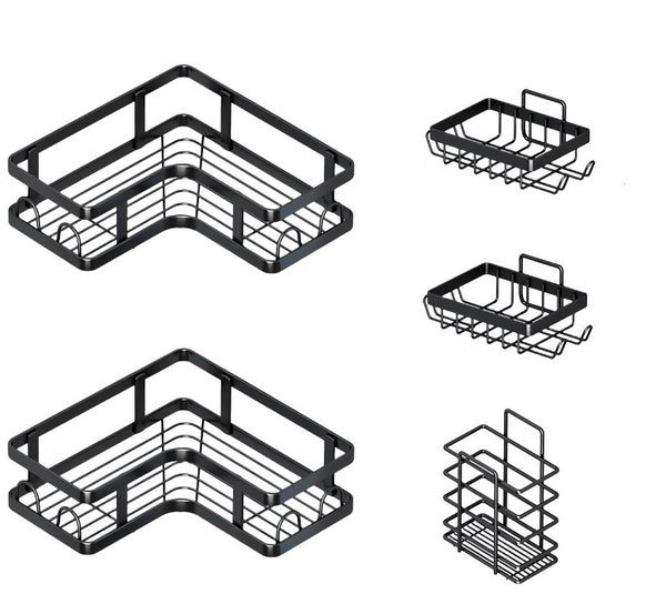 5 Piece Set Metal Triangle Corner Storage Rack For Bathroom Shower