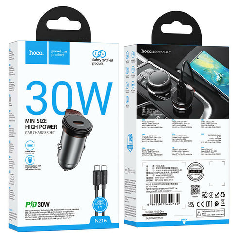 Hoco Mini Size High Power Car Charger Set 30W - NZ16