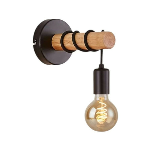 Vintage Cylindrical Wood Wall Light