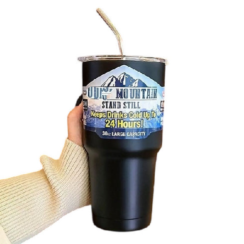 Large Capacity Stainless Steel Insulated Cup With High-Capacity Straw
