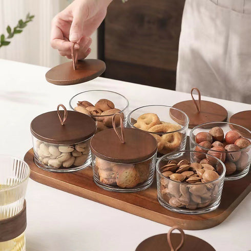 3-Piece Nut Jar Set with Wooden Tray