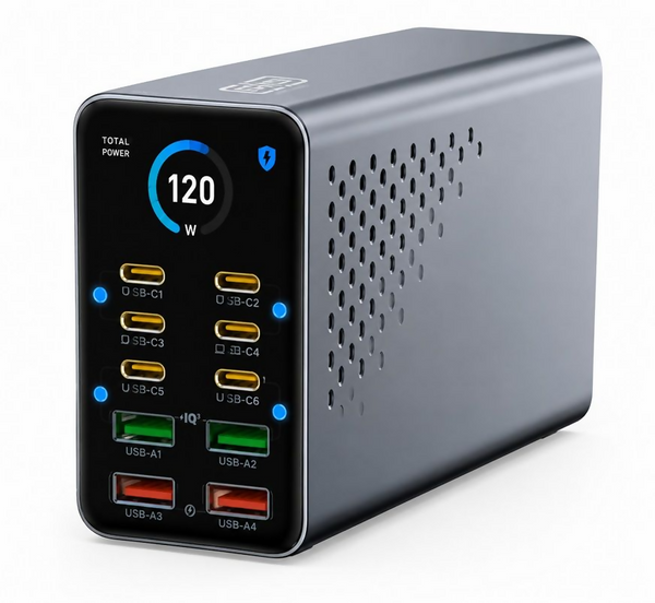 120W 10-in-1 Fast Charging Station USB-C & USB-A Multi Port Desktop Charger