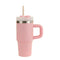 Tumbler with Handle and Straw - Pink