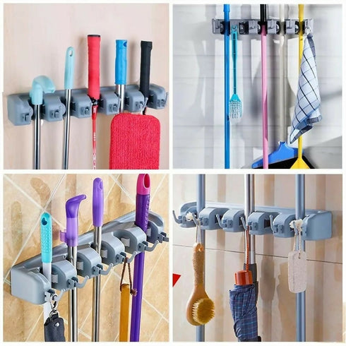 Pack Of 6 Wall-Mounted Multipurpose Broom & Mop Holder
