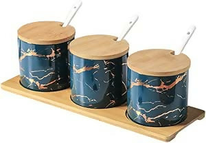 Marble Condiment Jars Set